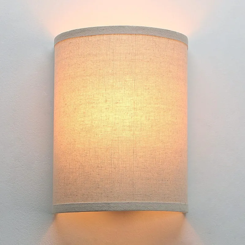 

Wall Sconce Lighting Linen Fabric Decor, Industrial Vintage Night Light Wall Lamp Fixture with Fabric Shade for Bedroom Living