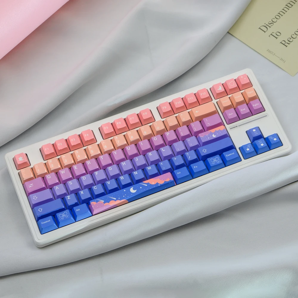 1 SetStar Moon Keycaps PBT Dye Sublimation Keycap Cherry Profile Key Caps 129 Key For Keychron Q2 K2 Anne GH60 GK64 Poker 75 980