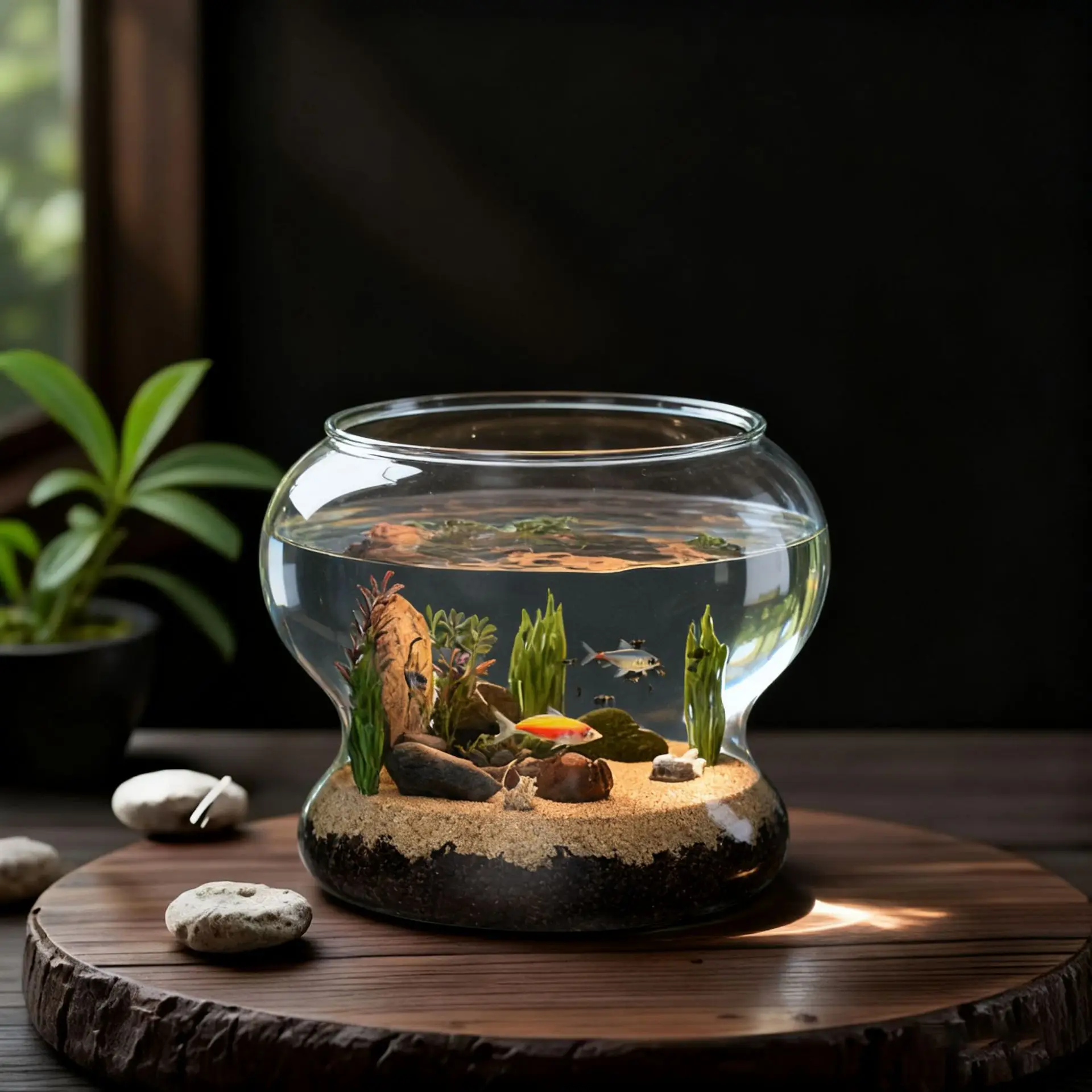 Drop Resistant Desktop Fish Tank Household Small Round Fish Bowl Office Landscape Turtle Tank Micro Landscape Aquarium