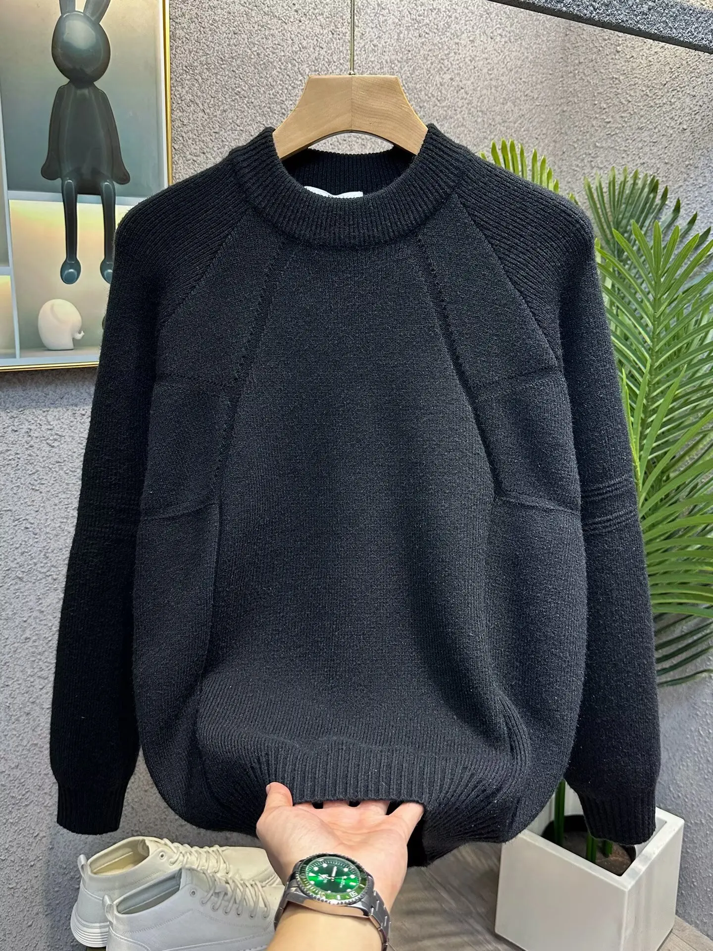 

Мужской вязаный свитер с круглым вырезом, повседневный, базовый, однотонный, осенне-зимний, новая корейская версия, удобный, дышащий, Fai...