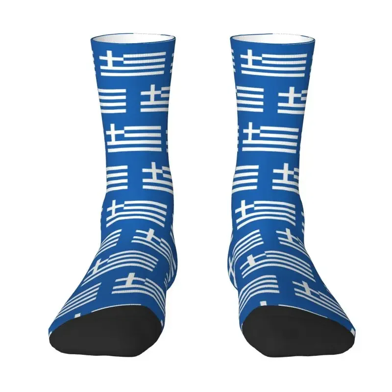 Greece Flag Men's Crazy Crew Socks Unisex Kawaii Funny Dress Socks