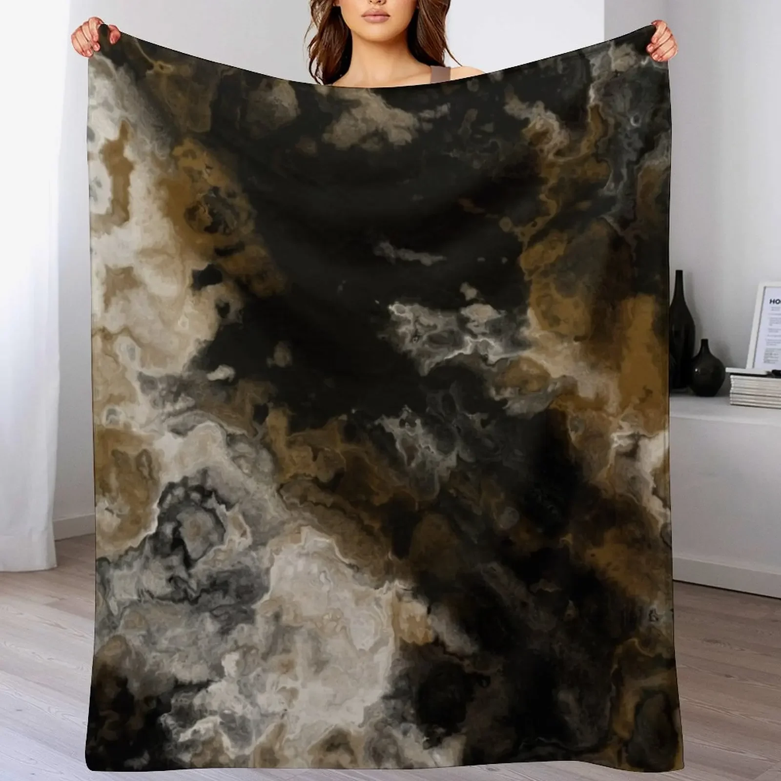 

Black Gold and White Abstract Throw Blanket Blankets For Bed Tourist Thermal Blankets For Baby Blankets