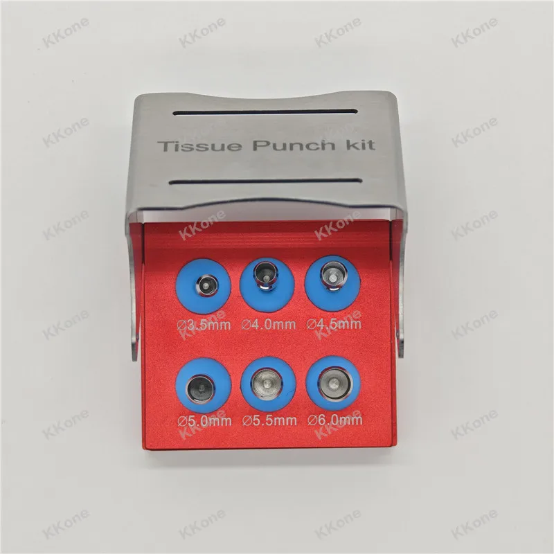 One Set Dental Implant Bone Trephine Kit Long Guide Tissue Punch With Bur Disinfection Holder For Handpiece Surgical Instrument