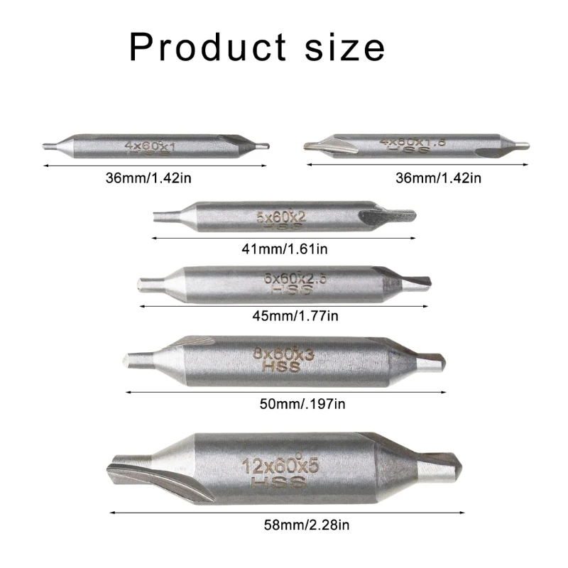 مجموعة لقمة مثقاب مركزية متعددة الأغراض من HSS، 1/1.5/2/2.5/3/5 مم للهواة المحترفين لإزالة الأزيز 6x