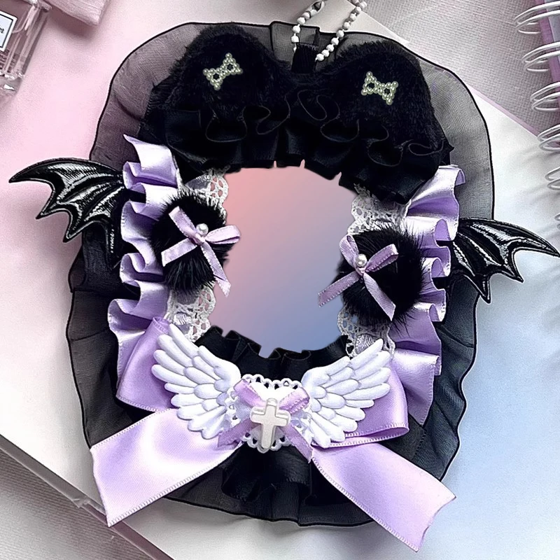 Plush Cat Ear Bat Wing Heart Cross Lace Photocard Display Card Holder Lolita Bow 3 Inch KPOP Photocard Decor Border Macaron Color Polaroid Photo Frame Idol Collection Itabag Decor Ornament photocard topper