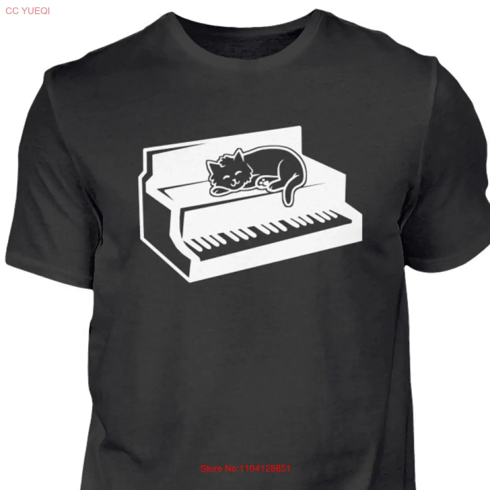 

Забавная футболка с пианино, мужская винтажная стираная модная уличная одежда с изображением кота, универсальная повседневная дизайнерская одежда, мягкая растянутая одежда