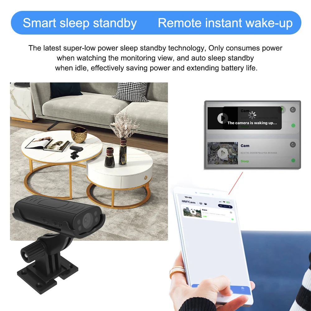 Mini Home Security Camera HD Smart Wireless WiFi Remote View Small Nanny IP Cam Sleep Standby,Remote Wakeup