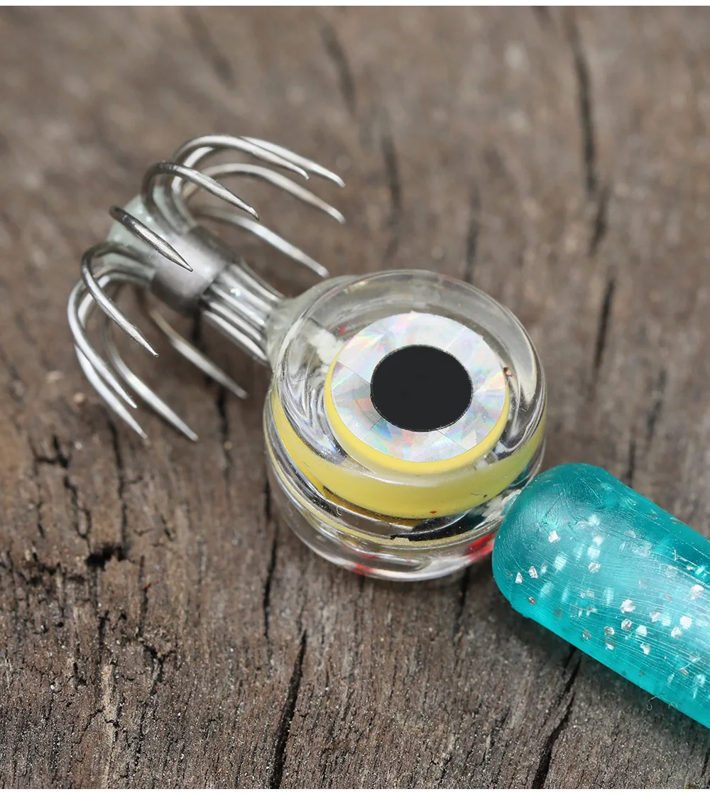 Angelköder, 5 g, Tintenfischhaken mit LED-Licht, Tintenfisch-Jig-Köder, leuchtender Webfuß, Oktopus, Egi, künstlicher Köder, Tintenfisch, Meeresgerät – Detail 9