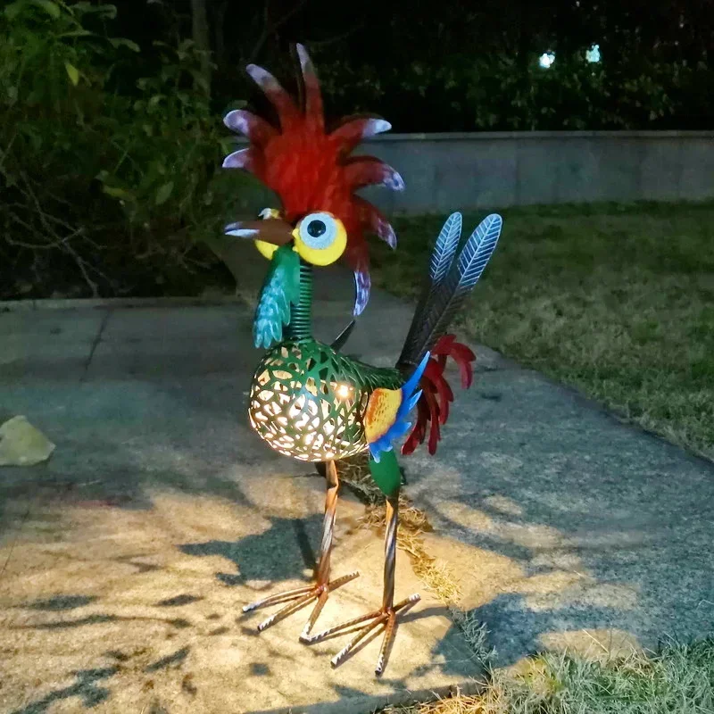 

Outdoor Garden Animal Decoration Cock Statues Solar Energy Metal Ornaments Exterior Terrace And Gardening Accessories Sculptures