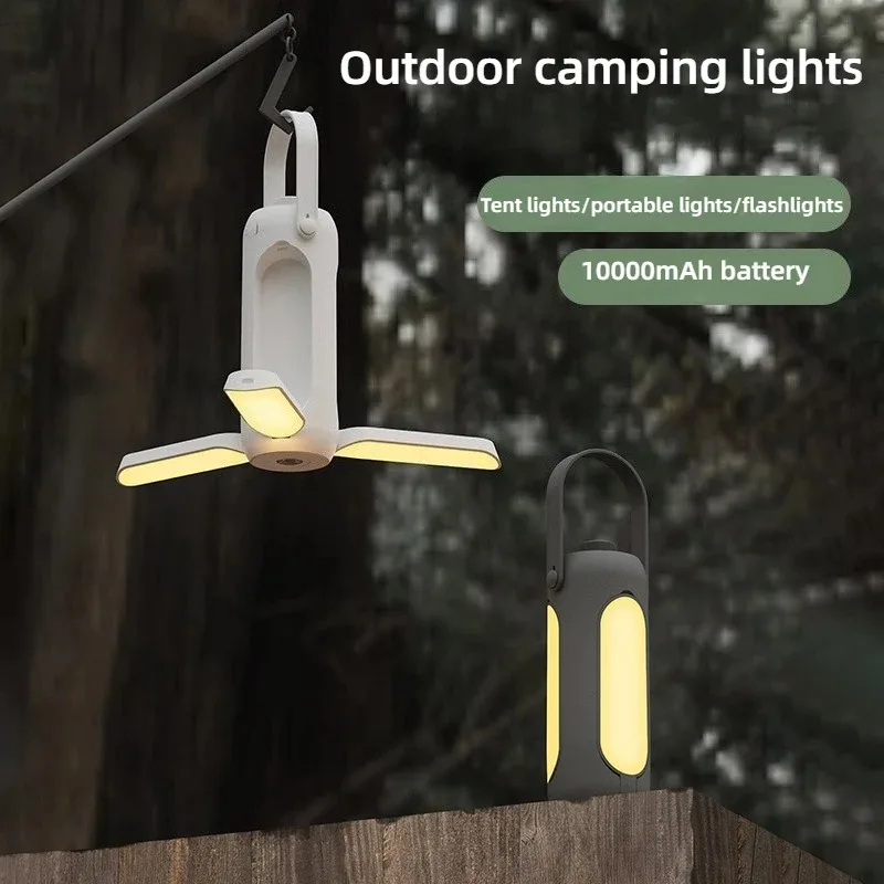 

Portable Foldable Camping Lamp 10000mAh USB Rechargeable Tent Light With Tricolor Modes Flashlight Power Bank SOS Function