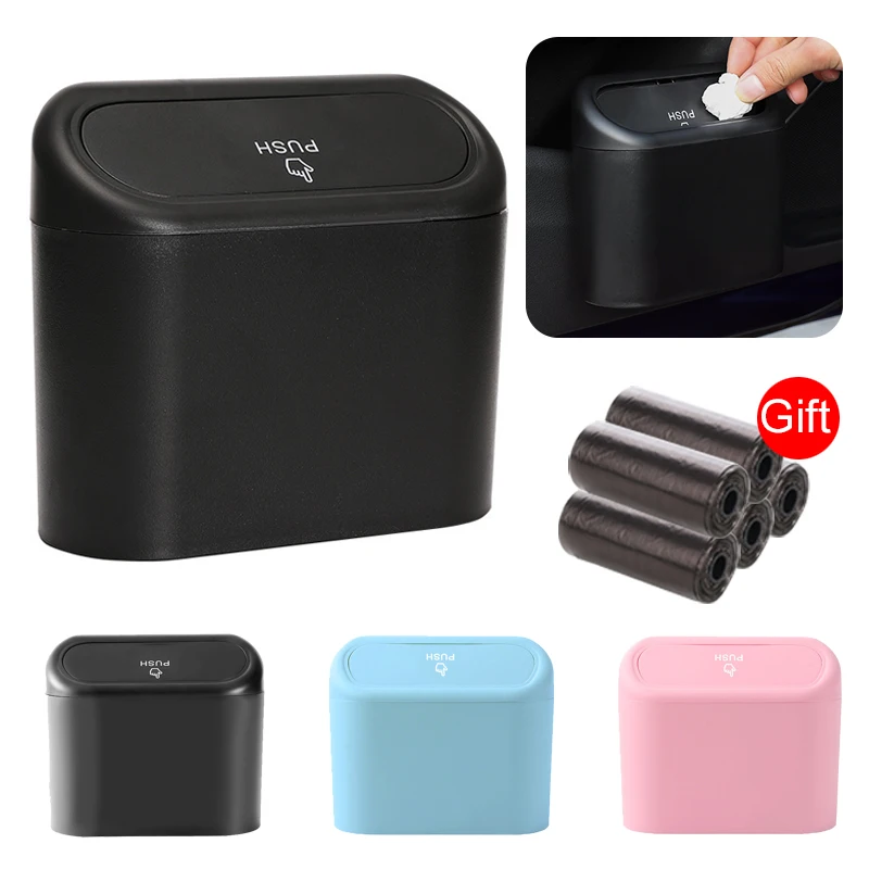 Hängende Auto-Mülleimer mit Deckel, Mini-Tablett, Mülleimer, Müllbox, Müll, Auto-Innenraum, Aufbewahrungskoffer, Mülleimer, Push-Can, Autozubehör