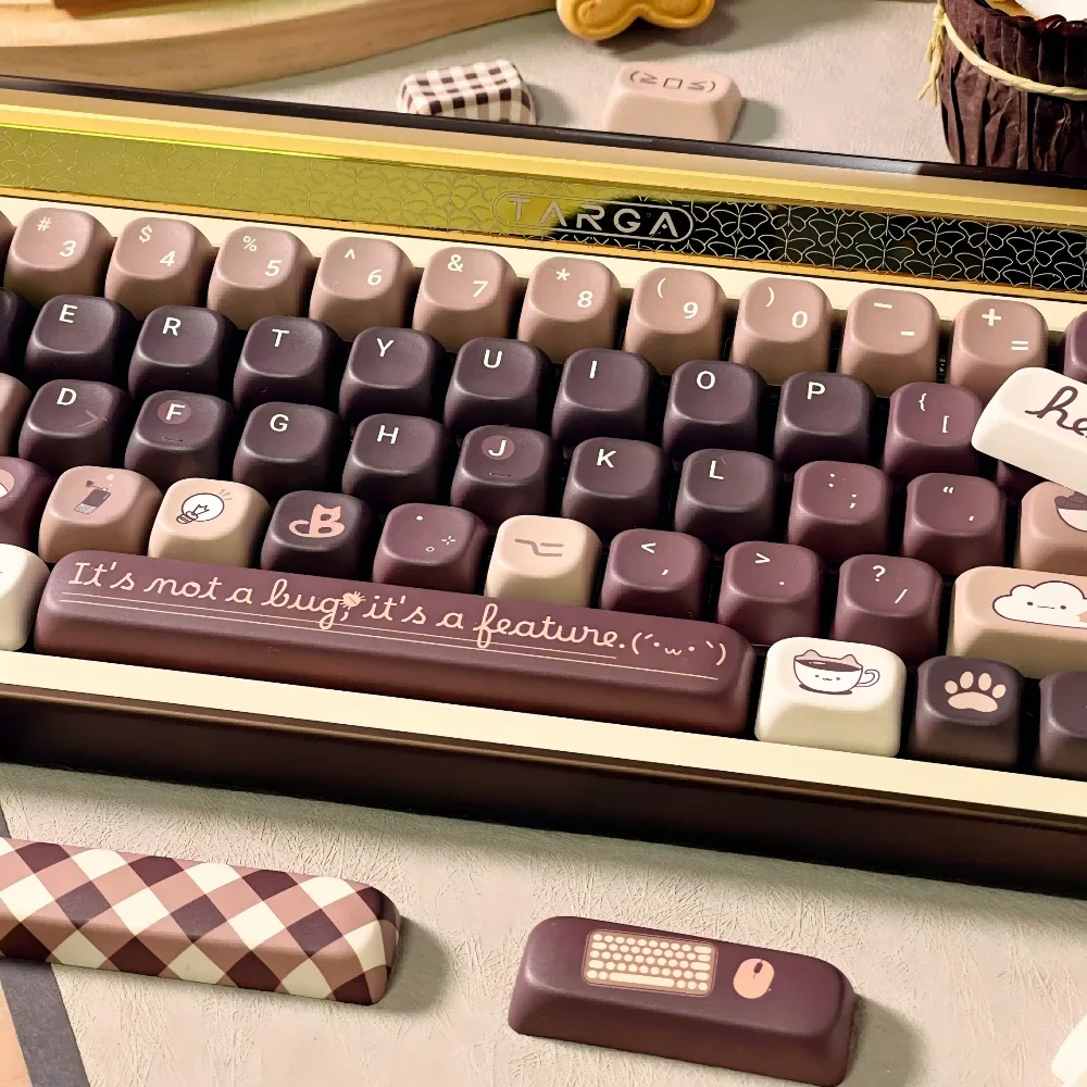 Programmer kopi Keycaps Soa Pbt termal sublimasi 150Key coklat coklat 7U spasi "L" tata letak Split spasi Keycaps