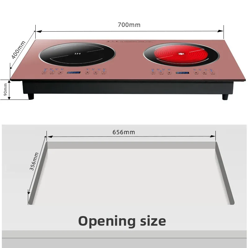 Embedded Induction Cooker Double Stove Household Intelligent Double-head Inlaid Electric Ceramic Stove Waterproof Touch Control