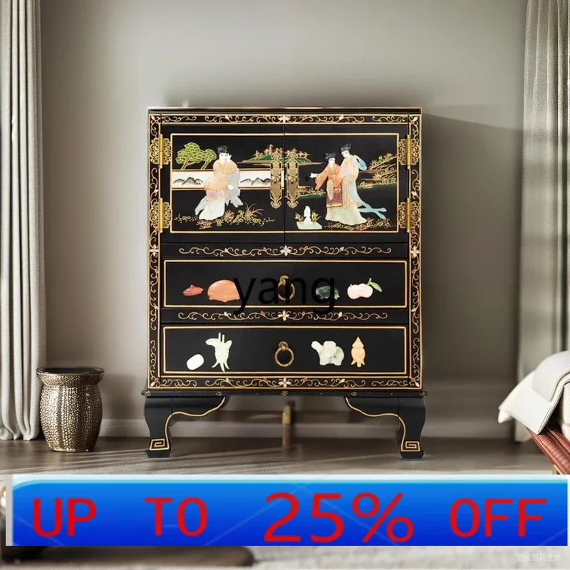 

LCX new Chinese furniture double door double draw bedside table simple and modern