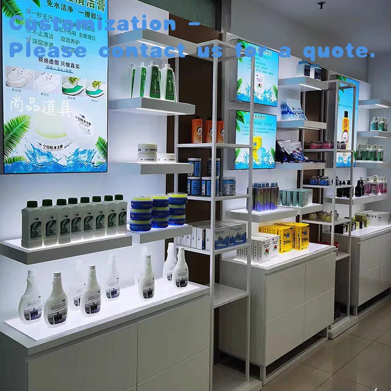 

custom.Customized Modern Wall-Mounted Cosmetic Display Cabinets with Racks and Shelves Store Interior Design