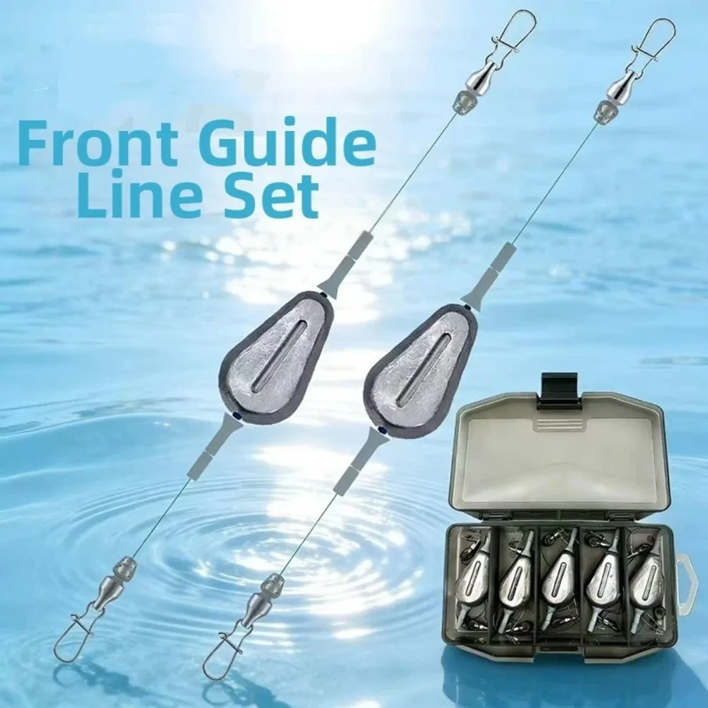 5pcs/Box 5pcs Set Fishing Rig Kit Flat Heart-Shaped Lead Built-In Drop Weight Drop Weight Tackle 20-120G Adjustable Weight