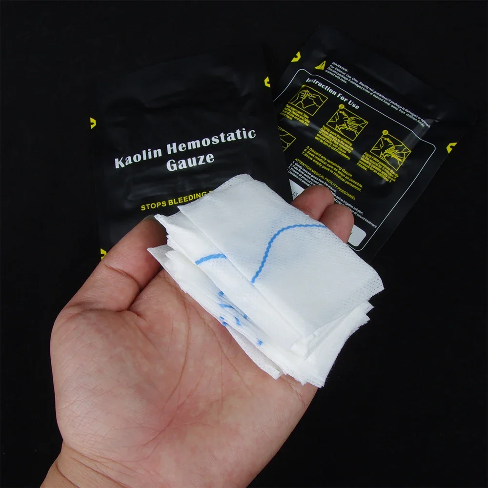 Hemostatic Kaolin Gauze Combat Emergency Trauma Z-Fold Soluble For Ifak Tactical First Aid Kit Medical Wound Dressing