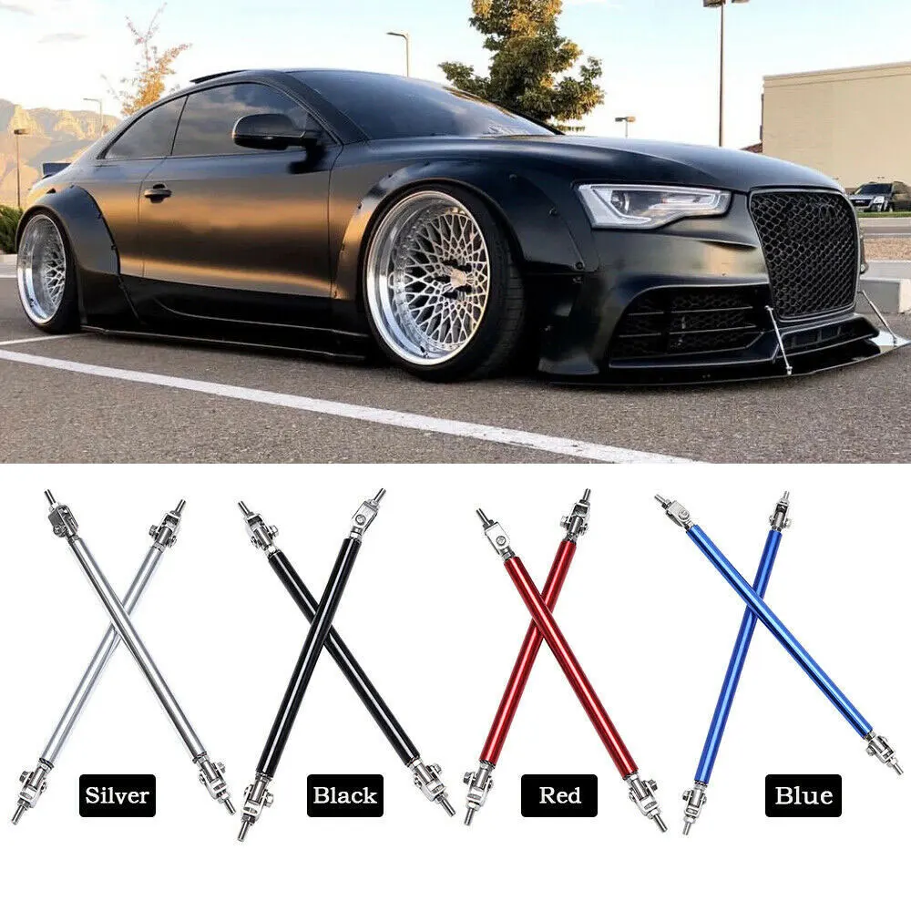 1Pair Universal Car Splitter Rods Racing Adjustable Front Rear Bumper Lip Support Strut Brace Tie Pull Bar Kit 75/100/150/200mm