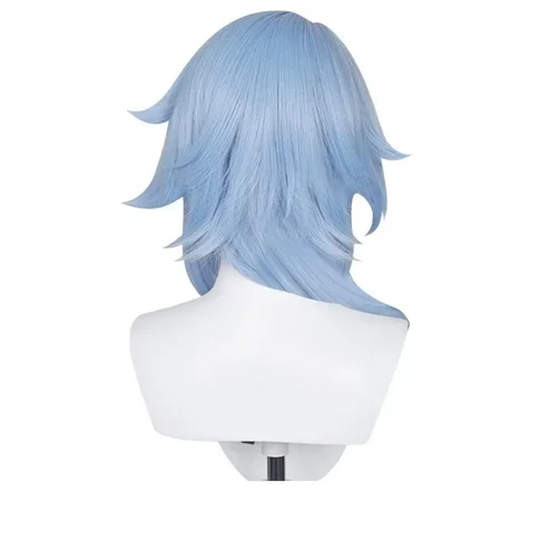 Kamisato Ayato Cosplay Wig Anime Ice Blue Heat Resistant Synthetic Wig Heat Resistant Wig for Halloween Party