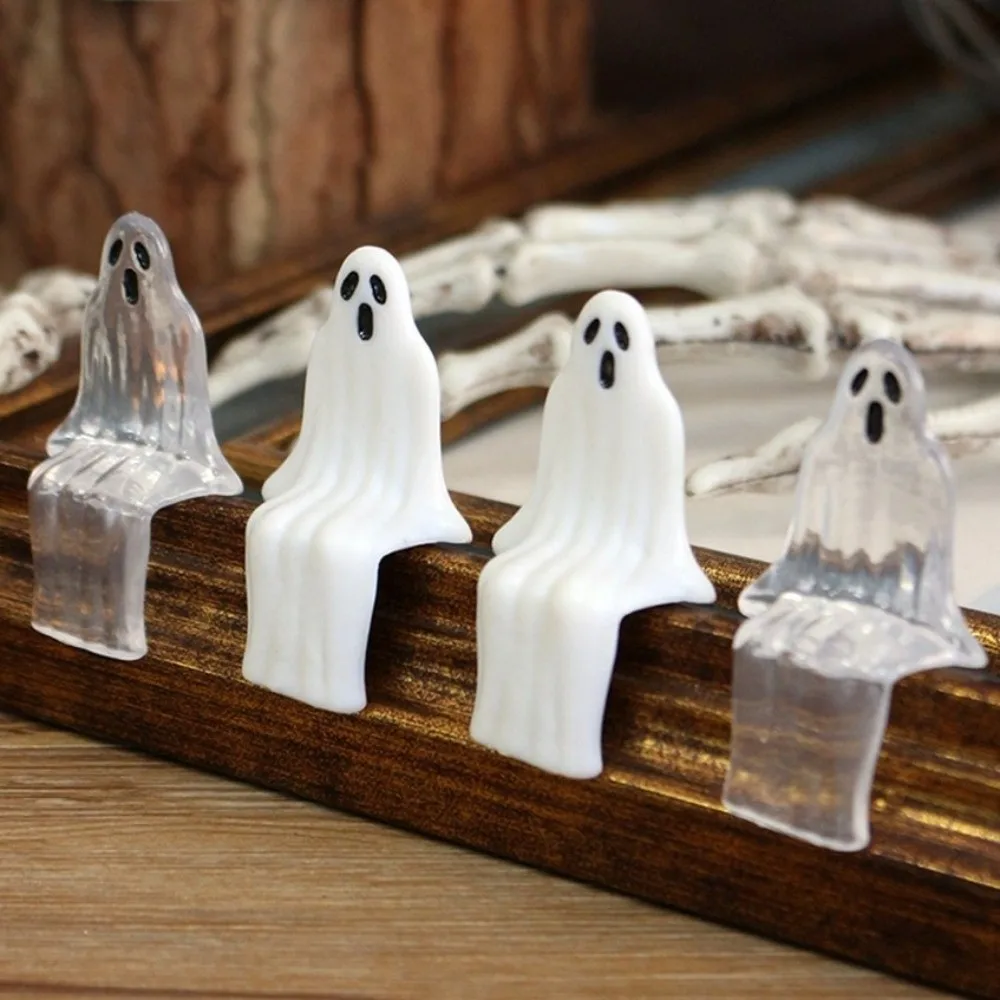 20pcs Sitting Pose Halloween Ghost Decoration Mini Transparent Joy Garden Ghost Ornament Creative