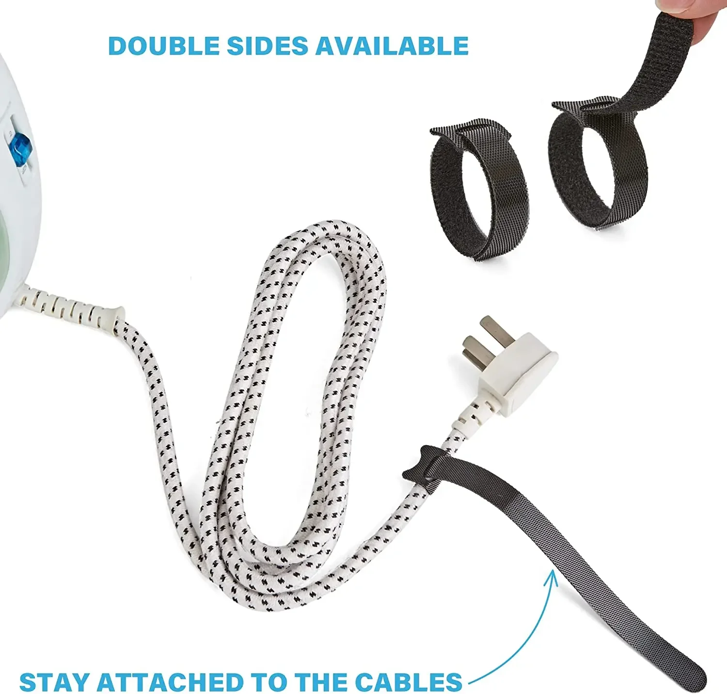 50 Stück lösbare Kabel-Organizer-Krawatten für Maus, Kopfhörer, Kabelmanagement, Nylon-Kabelbinder, wiederverwendbare Schlaufe, Reifen, Klebeband, Riemen, Krawatte – Detail 6