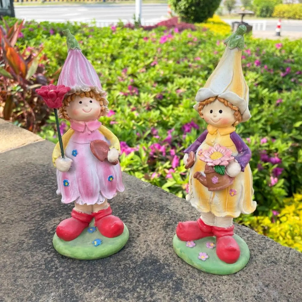 

2pcs Creative Resin Garden Couple Sculpture Cartoon Cute Boy and Girl Statue Waterproof Miniatures Figurine Home