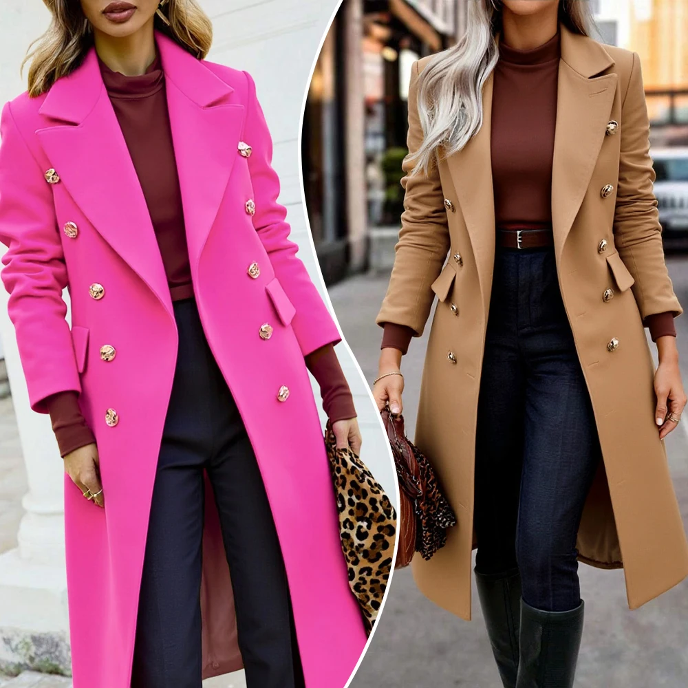 

Women's Daily Coats 2025 Autumn Essential Open Front Lapel Coat Accent Buttons Nipped Waist for Versatile Sophisticated Style