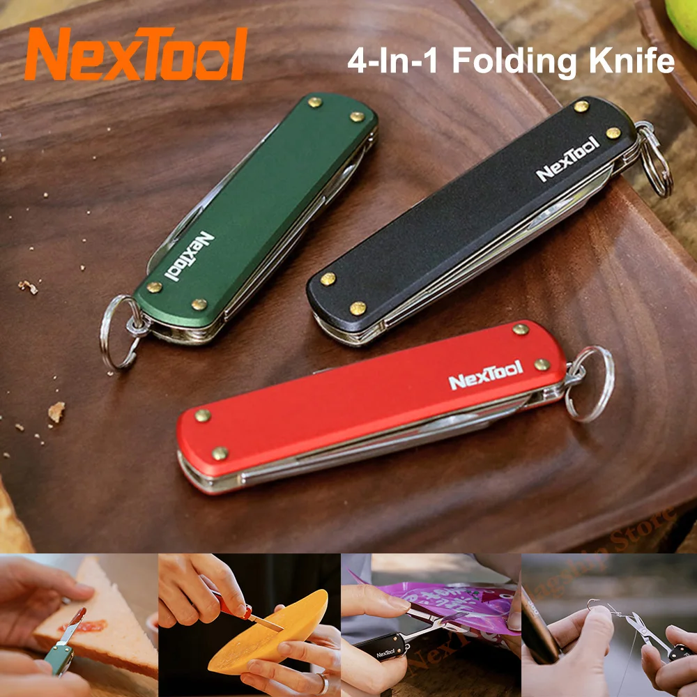 NexTool 4 In 1 Mini Folding Knife Multifunctional Outdoor Mini Scissors Small Screwdriver Pocket Knife Creative Tool Nail File