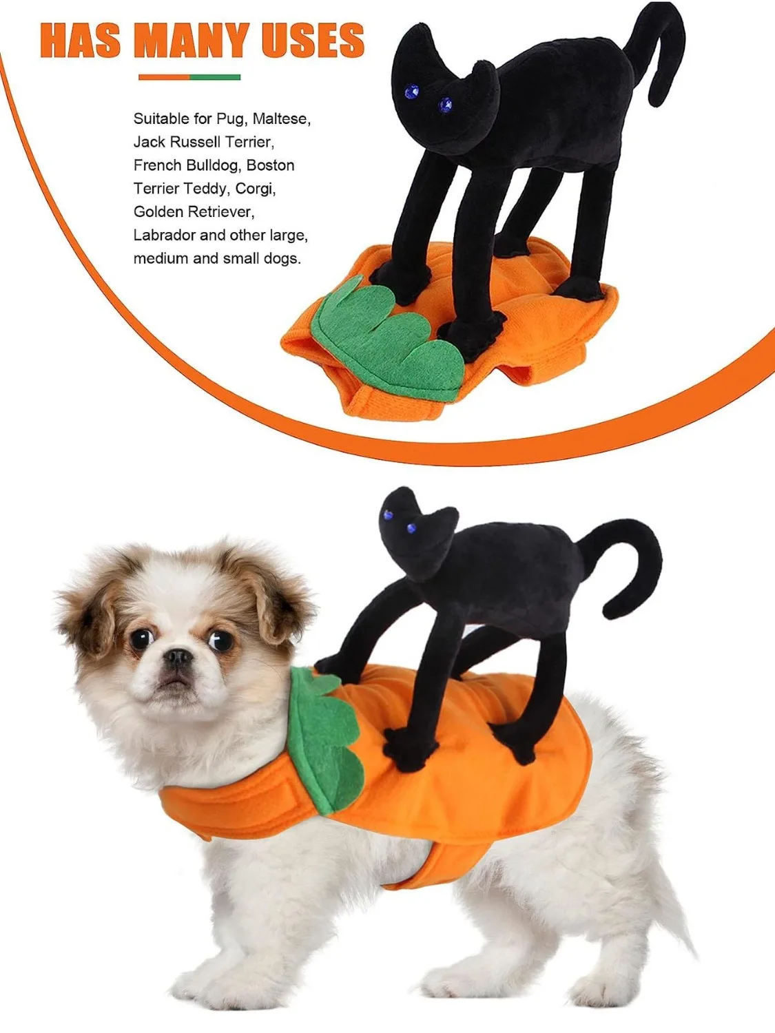 Halloween Pet Costume Pumpkin Black Cat Costumes for Dogs Pets Party Cosplay Clothing Halloween Costume for Small To Large Dogs