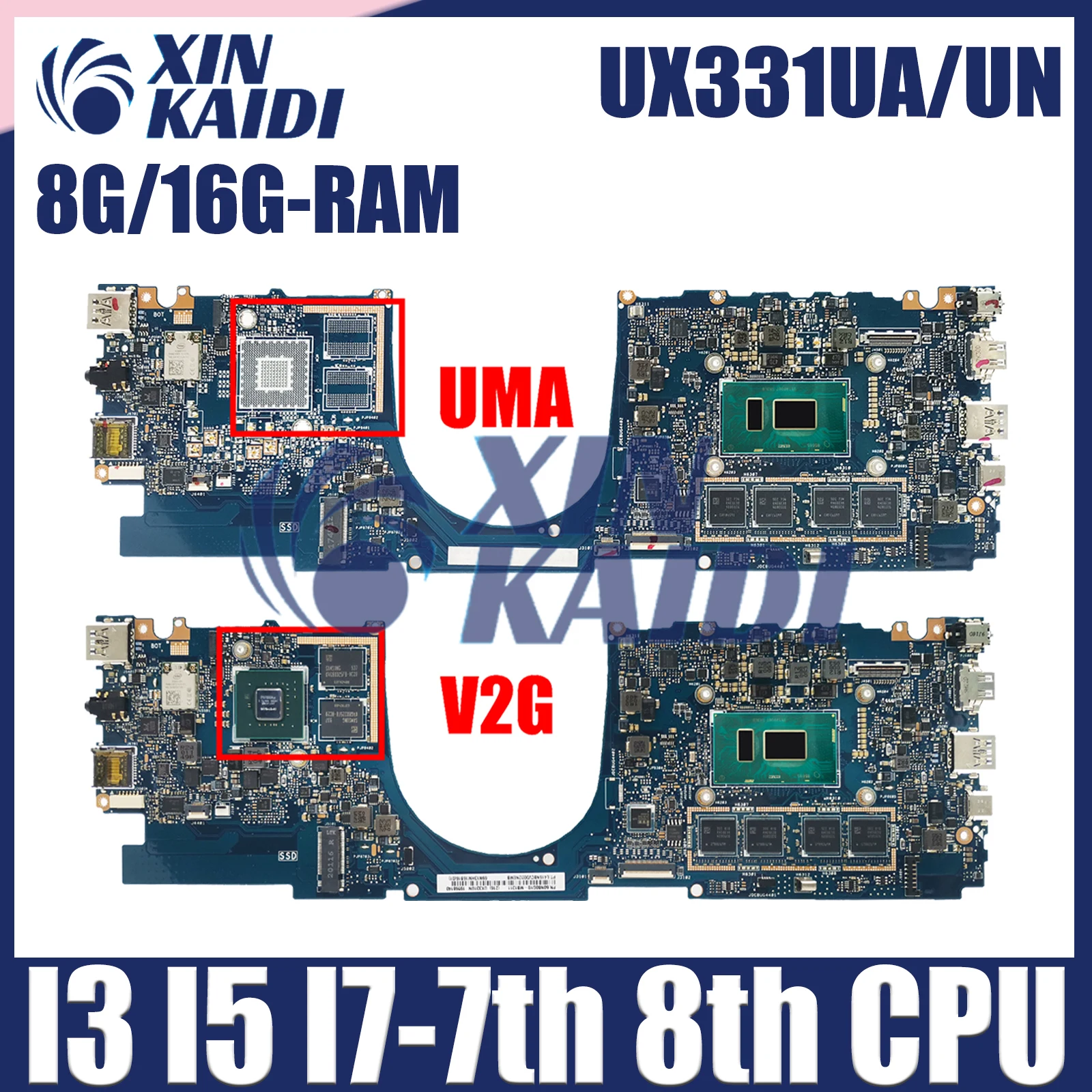 

UX331UN Материнская плата для ноутбука ASUS UX331 UX331U UX331UN UX331UAL Материнская плата для ноутбука Процессор I3 I5 I7-7th 8th 8G 16G RAM V2G