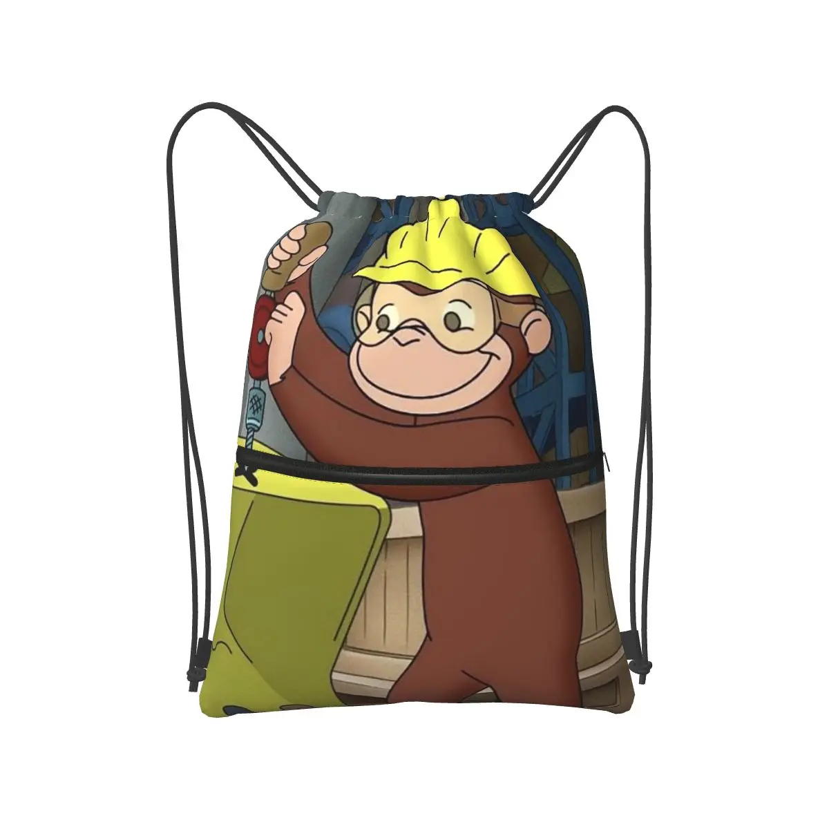 

Anime Curious George Monkey Backpacks Casual Drawstring Bags Sundries Bag Book Bags for Travel School