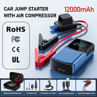Portable 4-in-1 Air Pump for Car Tires 12V Auto Tire Inflator with Rechargeable Battery 12000mAh 150PSI Emergency Tool