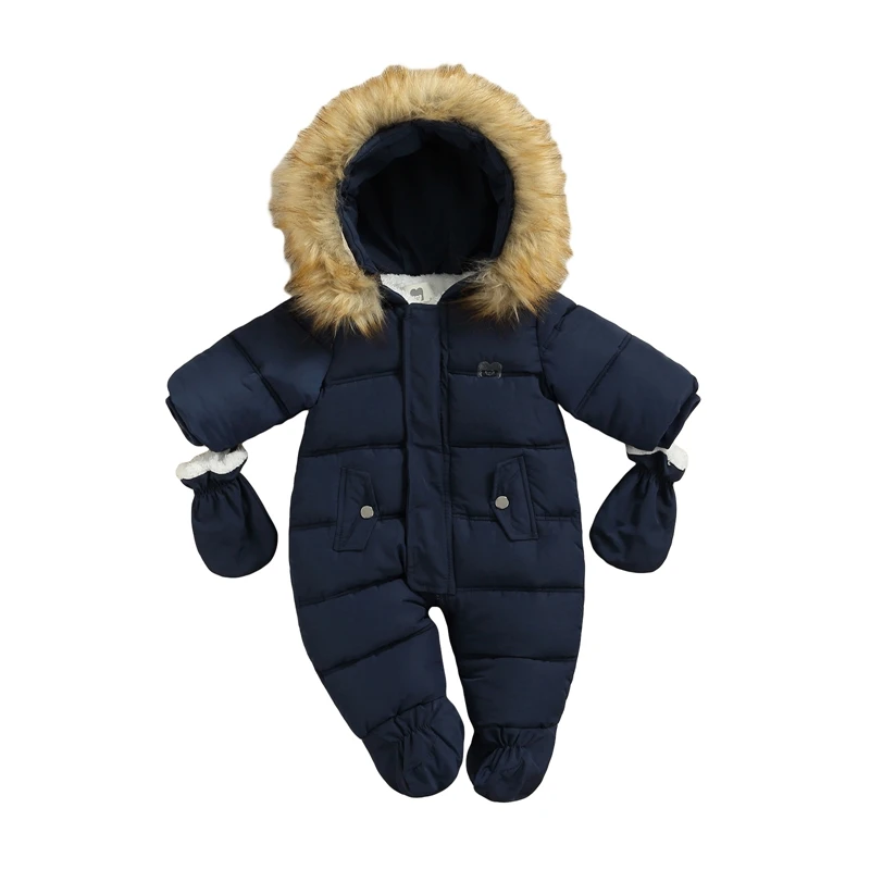 Baby Winter Snowsuit Infant Coat Romper Warm Outwear Hooded Puffer Jacket Footie Jumpsuit