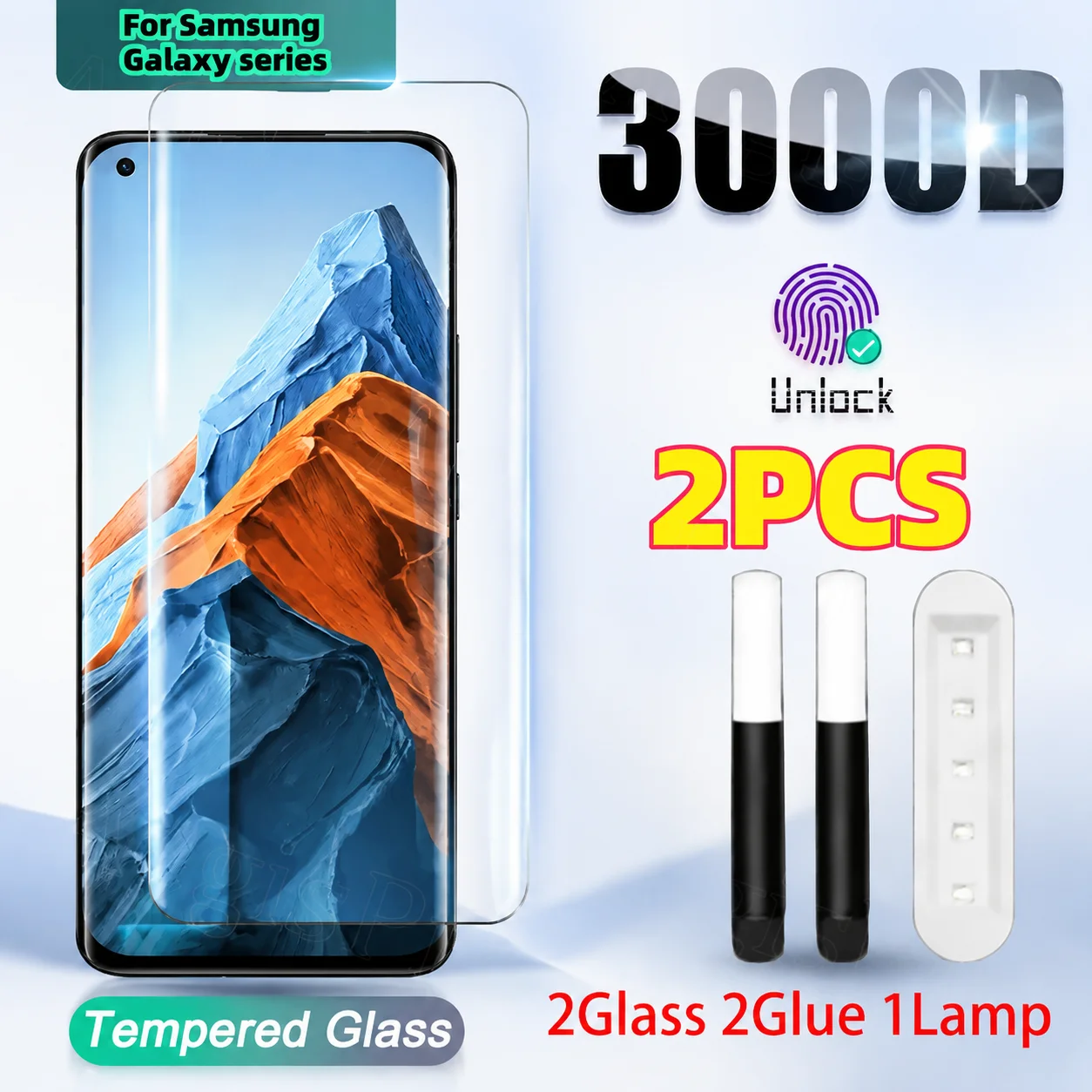 2PCS For Samsung Galaxy S25 S23 S26 S22 S21 S20 S24 Ultra Plus UV Liquid Full Glue Tempered Glass Anti-Fingerprint Anti-Scratch