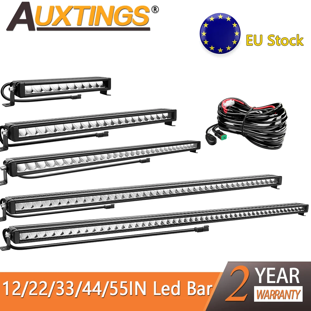 Barra luminosa a LED Auxtings da 13/22/33/44/55 pollici per fuoristrada, auto, camion, barca, 4X4, ATV, UTE con DT wring, disponibile in magazzino UE