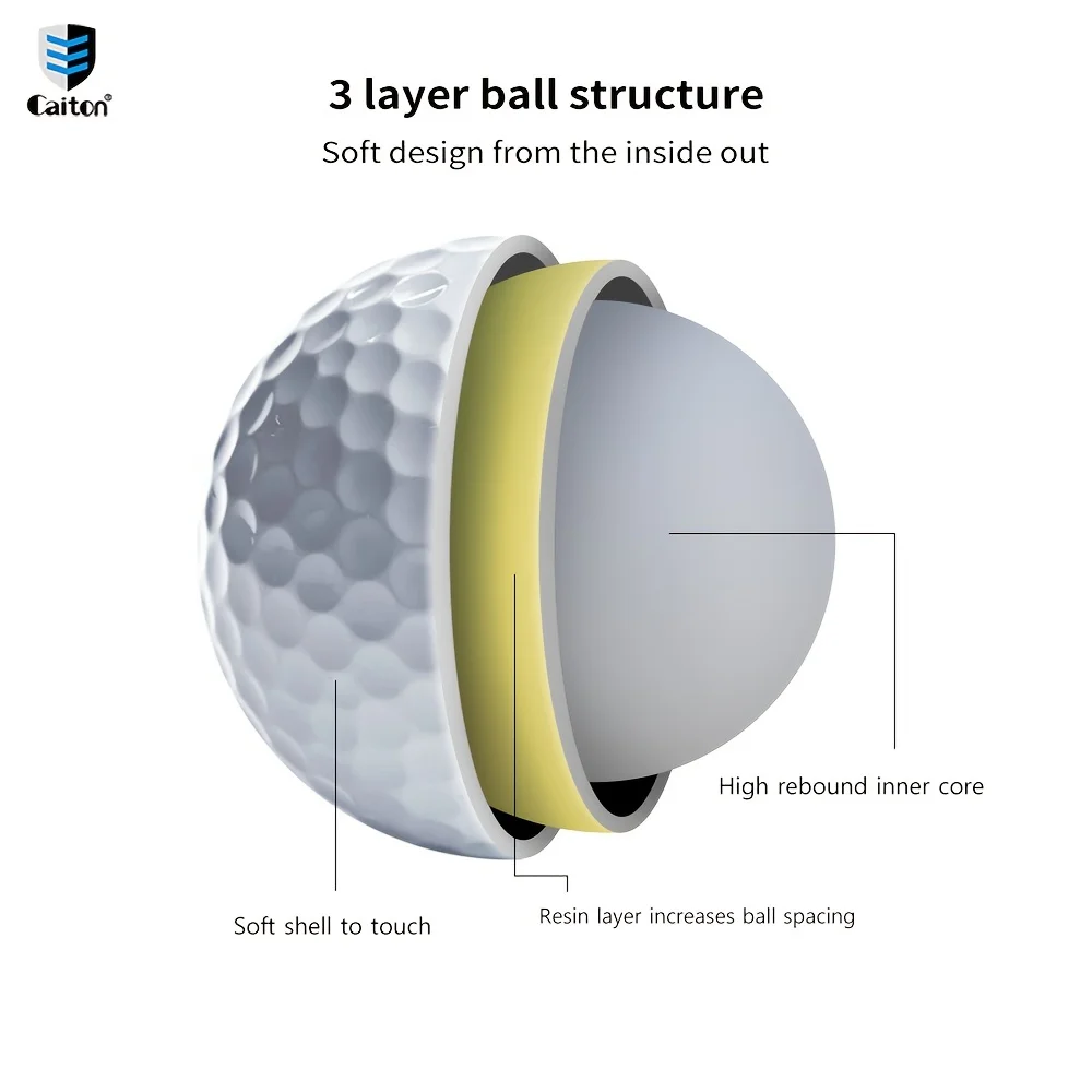 Palline da Golf a 3 strati Caiton, distanza potente, volo dritto ad alta velocità, sensazione Super morbida! Approvato USGA per il gioco del torneo