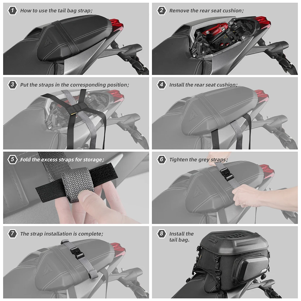 Rhinowalk Motorrad-Hecktaschen-Montagegurt, passend für MT2335 MT21610/20/30 MT2208/15/30 hintere Satteltaschengurte