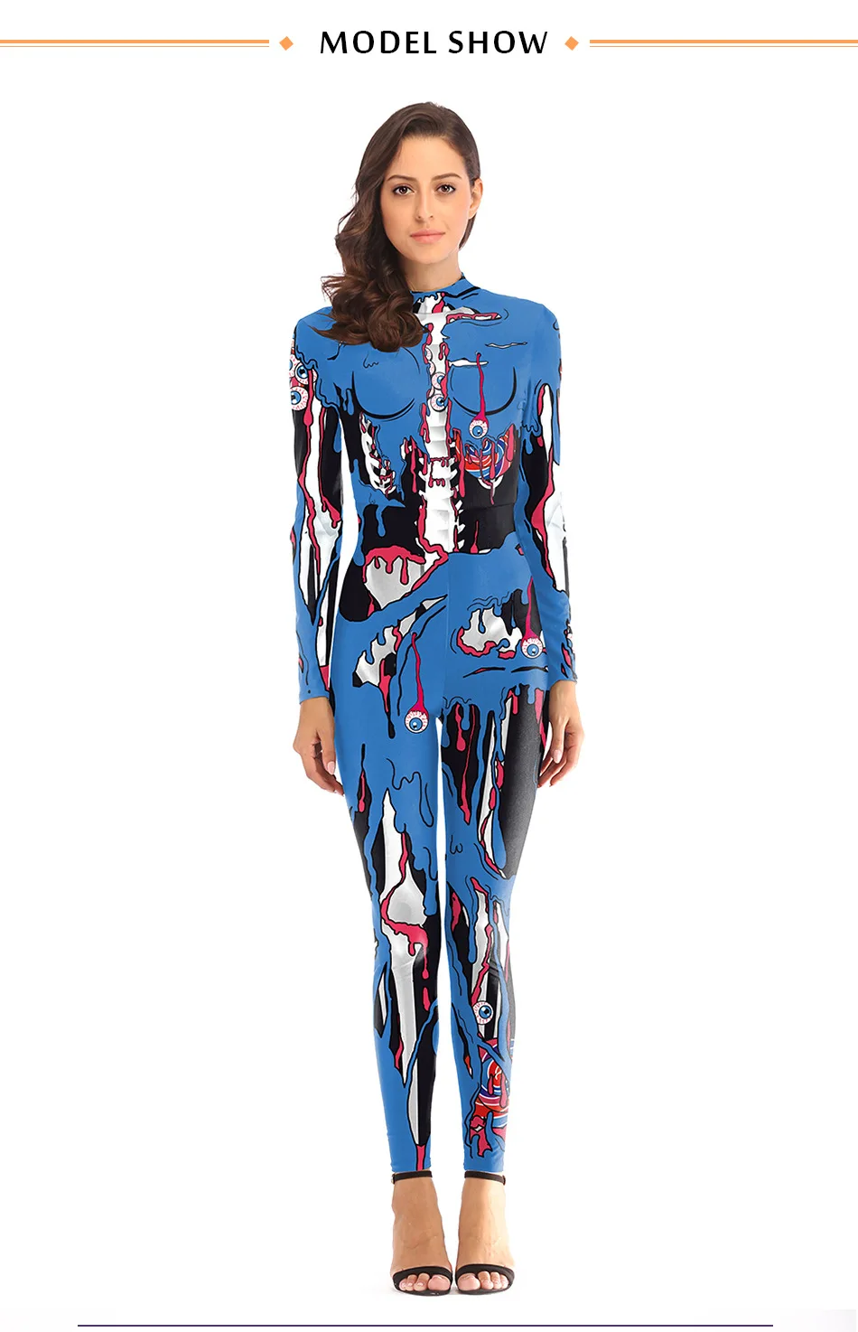 IOOTIANY Spoof Graffiti-Muster 3D-Druck Sexy Damen-Jumpsuit Cosplay Punk Steampunk Kostüme Skinny Fashion Party Bodysuit – Detail 5