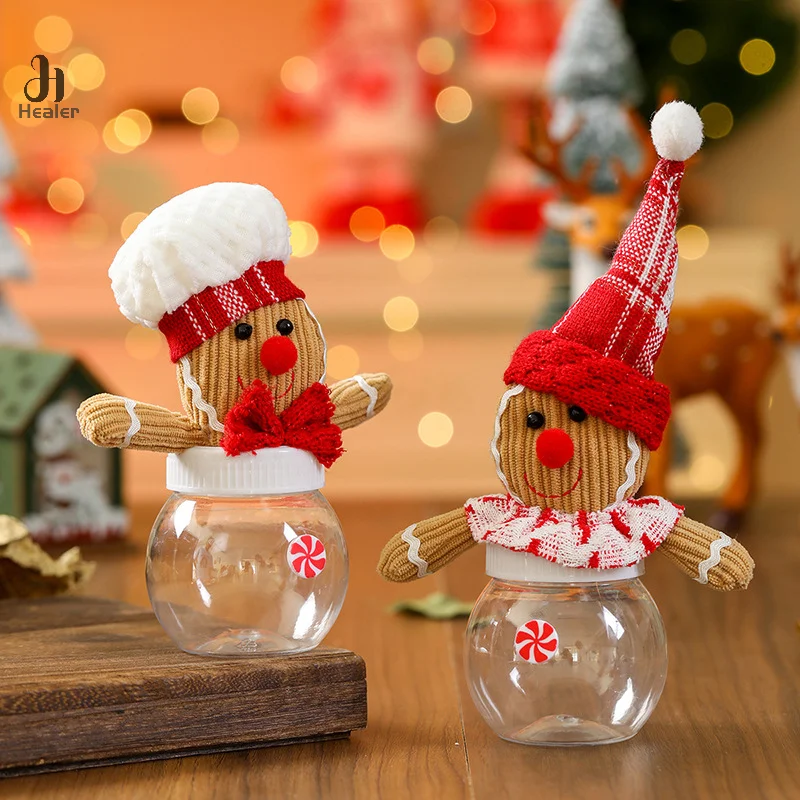 Christmas Gingerbread Man Candy Jar Cookies Snack Transparent Airtight Storage Jar Mini Gifts Case Cute Xmas Decoration