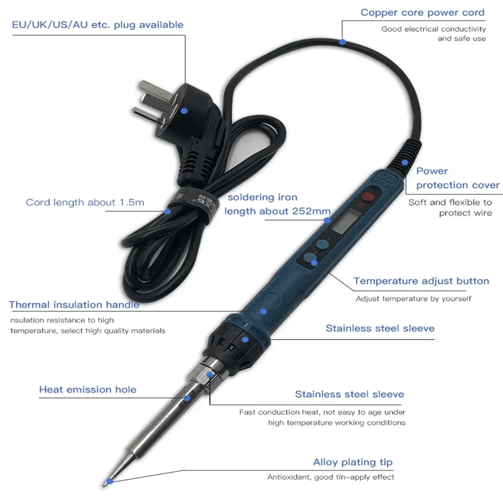 CXG D90 electric soldering iron Soldering Stations LCD digital  display Sleep function Welding tool Pluggable heating element