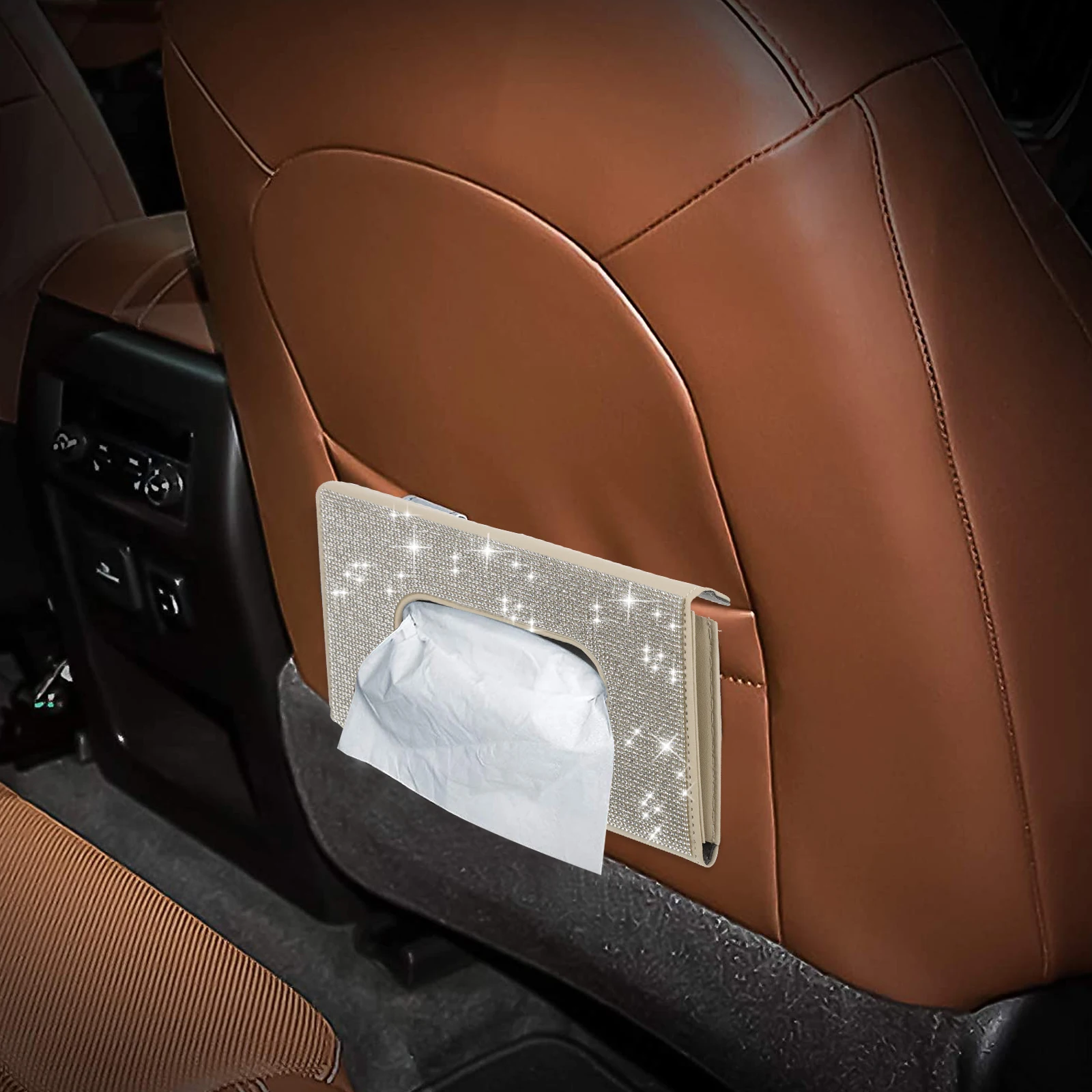 

Car Visor Tissue Box Pu Rhinestone Decor Sun Visor Napkin Holder For Vehicle Car Durable Automotive