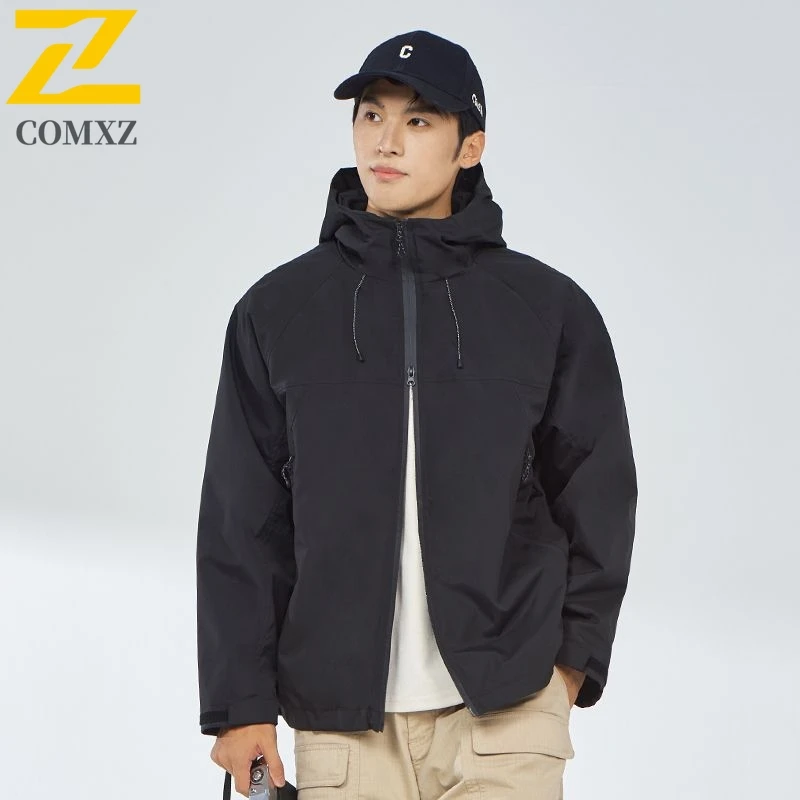 

Jacket 2025 Teens Waterproof Windbreaker Outdoor Hiking Coat Student Workwear Multi Pocket Raincoat Couple Streetwear Youth
