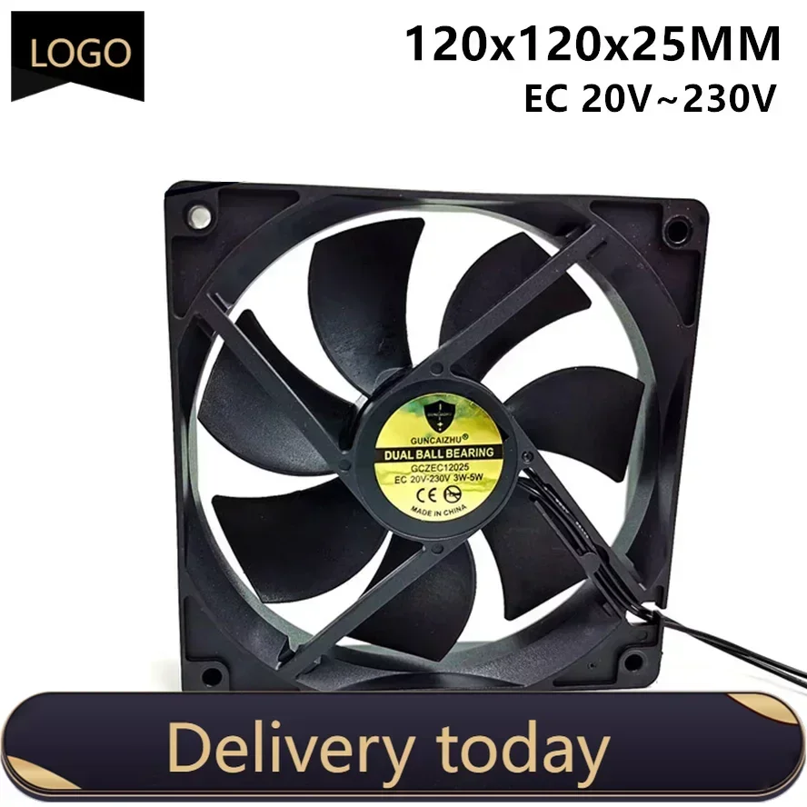 EC 20V~230V 120MM 120x120x25MM Dual Ball Bearing Variable Frequency Fan 12025 Cooling Fan Case Fan 2Wires