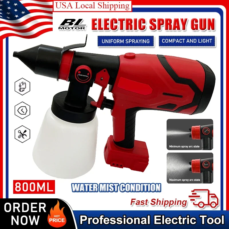 

Fit Milwaukee 800ML Cordless Electric Spray Gun High Power Paint Sprayer Portable Auto Furniture Steel Coating Airbrush
