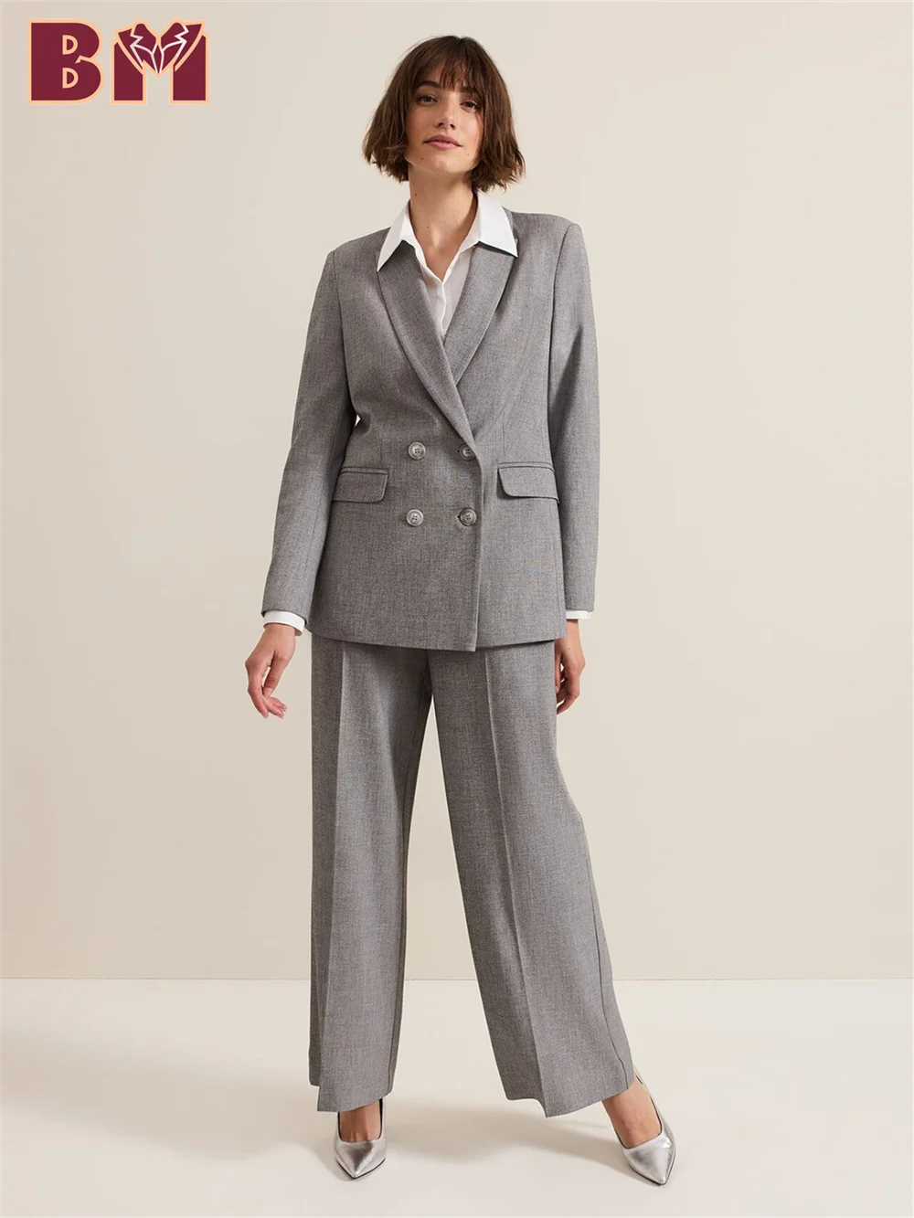 

Attractive Grey Women Suit Set For Office 2025 Stylish Women Jacket Pant Suit Formal Customized Suit Jacket Women Wedding Suit