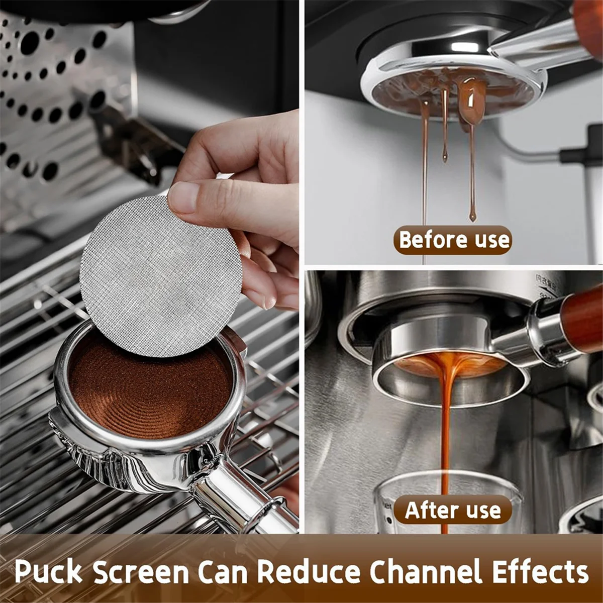 فلتر القهوة بدون قاع مقاس 54 مم - سلة فلتر Portafilter بدون قاع مع شاشة عفريت مقاس 54 مم لآلة القهوة - T33C #3