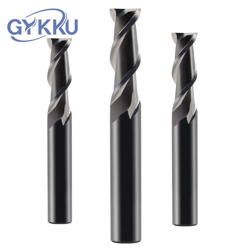 Gykku hrc55 plana kewway end mill 2 flauta keyseat espiral fresa para roteador de alumínio bit cnc máquina gravura ferramentas