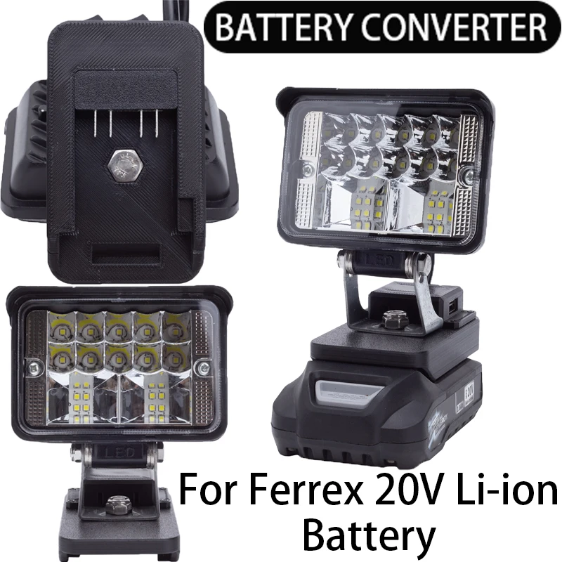 Portable Tool Light for Ferrex 20V Li-Ion Battery with USB Portable Flashlight Cordless LED Work Light