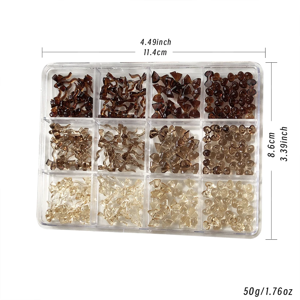 Conjunto de lazo Borgoña elegante de 12 rejillas, cinta de resina 3D, lazo, mariposa, copos de nieve de Navidad, diamantes de imitación, accesorios para decoración de uñas