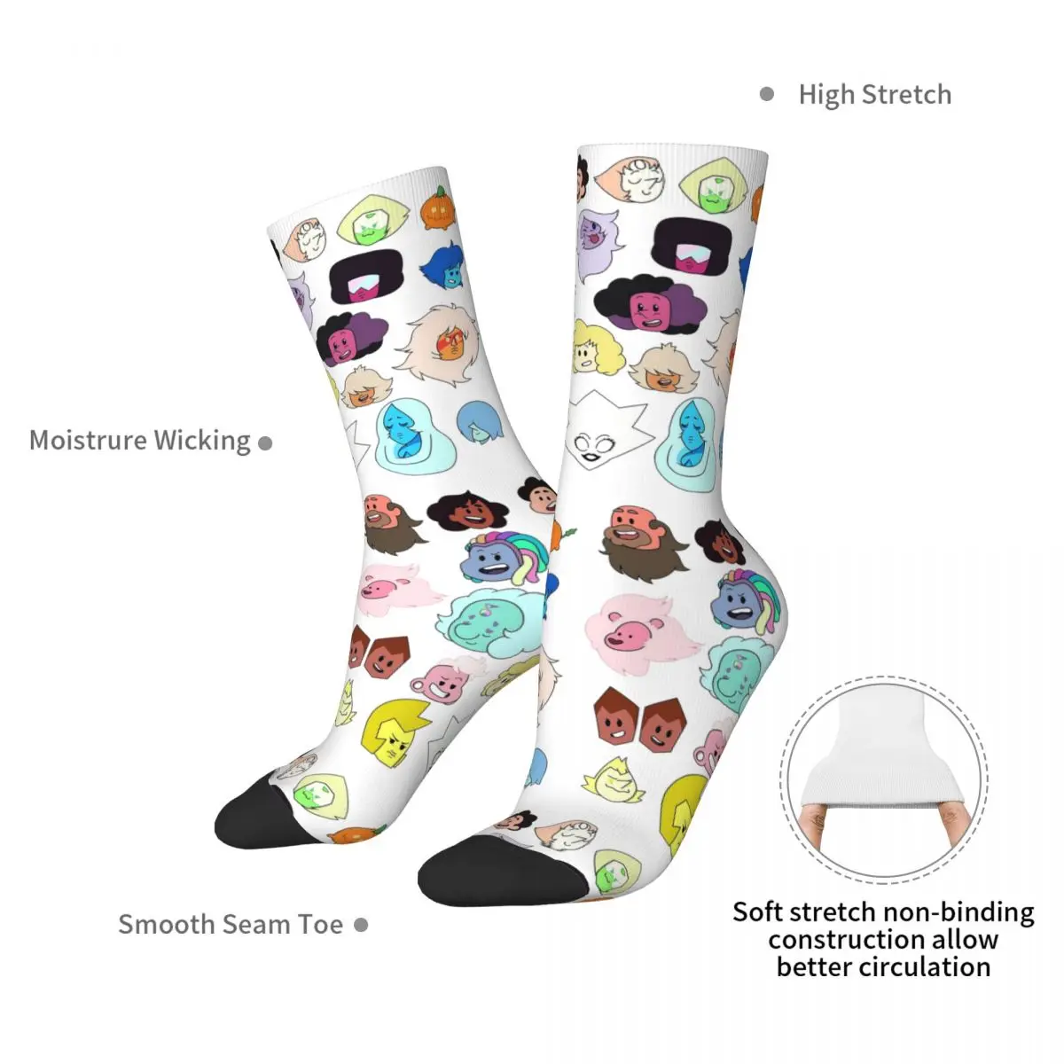 Носки с головой Steven Universe, супер мягкие чулки в стиле Харадзюку, всесезонные длинные носки, аксессуары для мужчин и женщин, подарок на день рождения